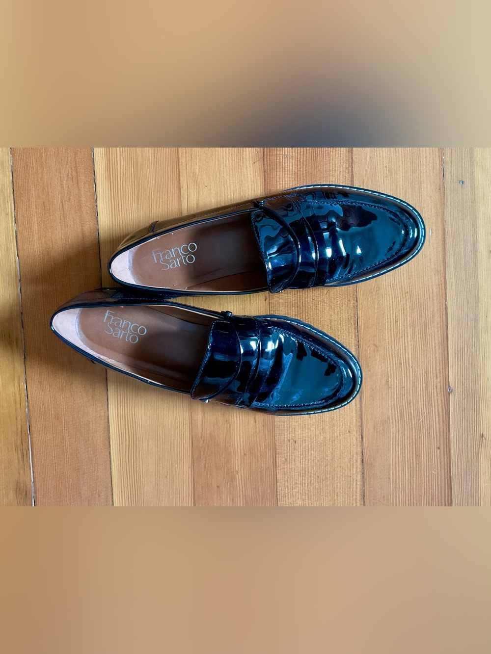 Franco Sarto Women’s Black Patent Penny Loafers